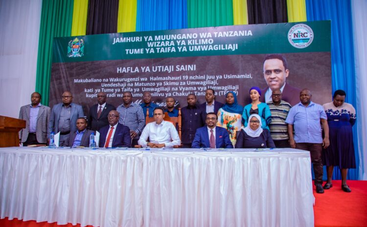Utiaji Saini wa Makubaliano ya Usimamizi wa Skimu za Umwagiliaji.